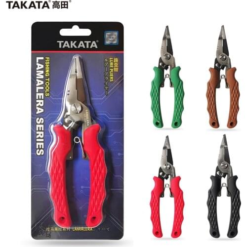 TAKATA Multifunctional Freshwater Fishing Lure Bait Pliers Scissor Clamp Thread Line Cutter Split Ring Stainless Steel pliers