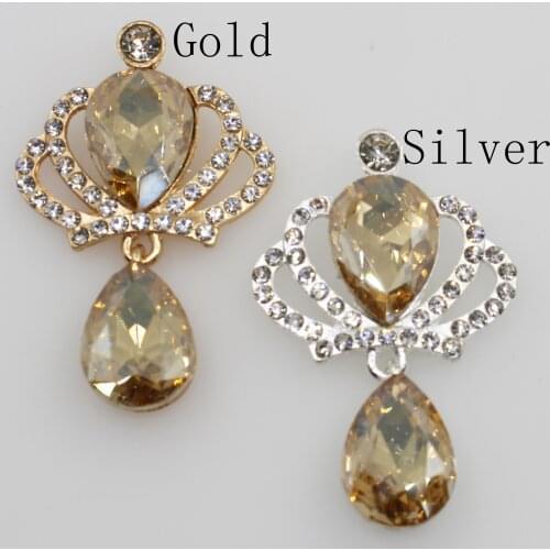 Fashion 5pc champagne glass crystal rhinestone crown Wedding Decoraation clothing metal DIY hair flower center scrapbooking