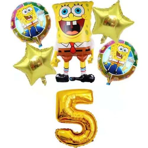Cartoon Sponge-Bob Birthday Party Decoration Disposable Tableware Foil balloon Girl Boys' Faovr Baby Shower Party Supplies Kids