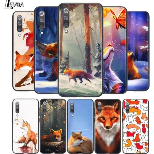 Cute cartoon animal fox Soft TPU For Xiaomi Mi 11i 11 10T 10 9T 9 A3 8 Lite CC9 SE Note10 Lite Ultra Pro Black Phone Case