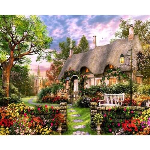 Frameless Dream Manor DIY Painting By Numbers Hand Painted Oil Painting Acrylic Paint on Canvas for Home Decor 40x50