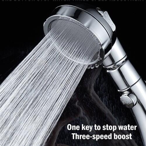 Shower Head 360 Degrees Rotating Adjustable Water Saving Shower 3 Modes Water Pressure Shower Sprinkler With Stop Button