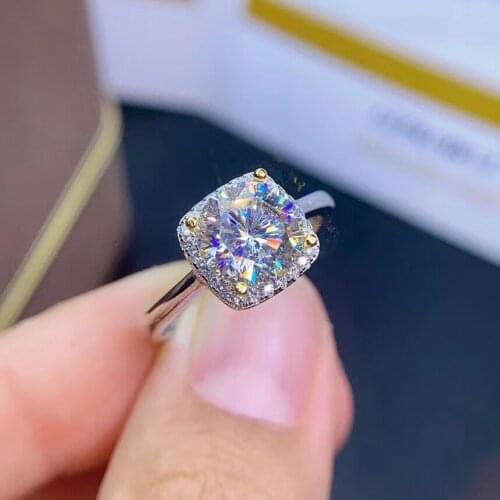 2020 new crackling moissanite gem ring 925 sterling silver shiny better than diamond engagement ring for wedding square style