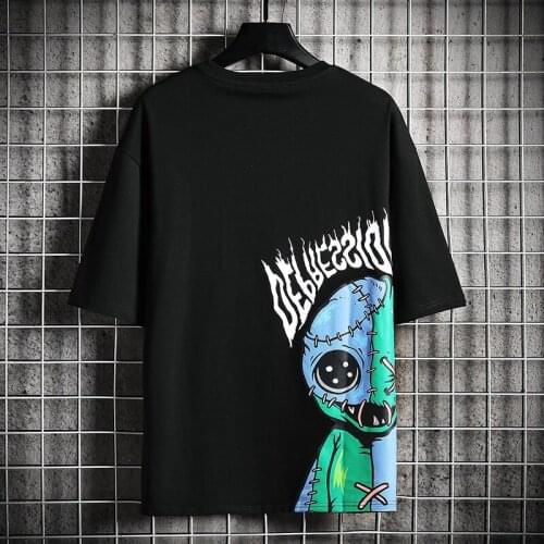 2021 new Mans Oversized T-shirt Men 2021 Summer Top Graffiti T-shirts Harajuku 100% Cotton Tshirt Male Blue T Shirt For Men