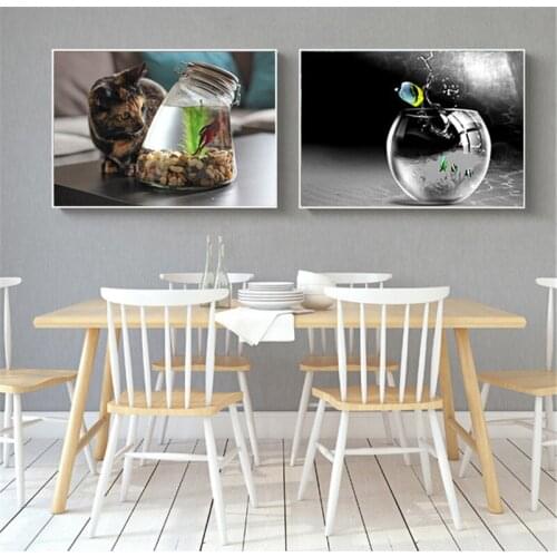 New Shark Fish Goldfish Poster Nordic Wall Abstract Wall art Canvas Pictures for Living Room Home Derocation Maision