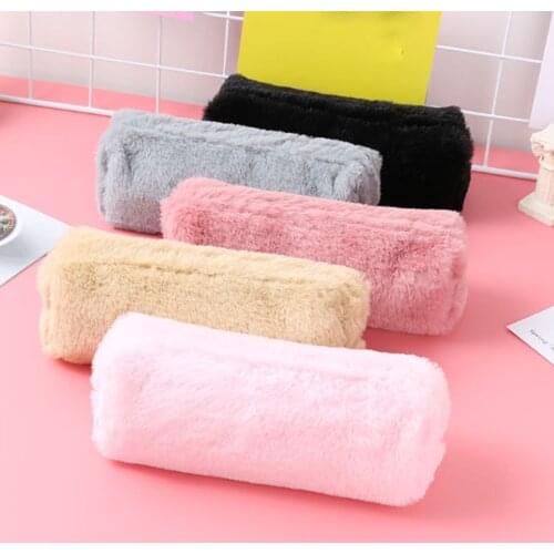 Plush Octagonal Pencil Bag Stationery Pencilcase School Supplies simple pocket plush pencil case