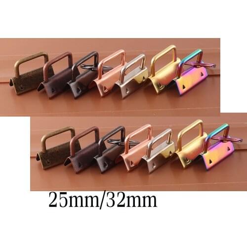 Rainbow Rose Gold Key Fob Hardware with Key Rings for webbing keychain fabric DIY findings wristlet 25MM 32MM Silver Gunmetal