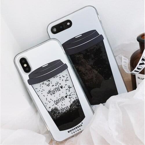 Luxury Dynamic Liquid Quicksand Cover Case for iPhone 6 6S 7 8 Plus X XR XS Max Phone Cases Coffee cup Capa ipone 8plus shell