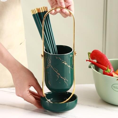 Nordic luxury ceramic bedroom kitchen storage tank table decoration kitchen chopsticks drain tube kitchen storage supplies