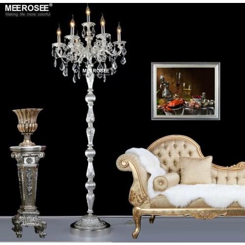 Modern Crystal Floor Lamp Lustres Floor Stand Light Fixture Cristal Silver Candelabra Standing Lamp High Quality Lighting