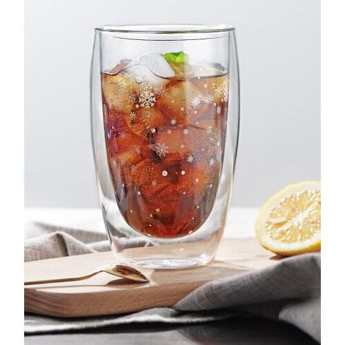 Heat-resistant and cold-resistant double-layer Internet red glass cup light, transparent and elegant ins simple and lovely girl