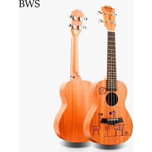 BWS 23 inch Concert Gift Ukulele 4 AQUILA Strings Hawaiian mini Guitar for Uku Acoustic Guitar Ukelele cartoon giraffe UK2318