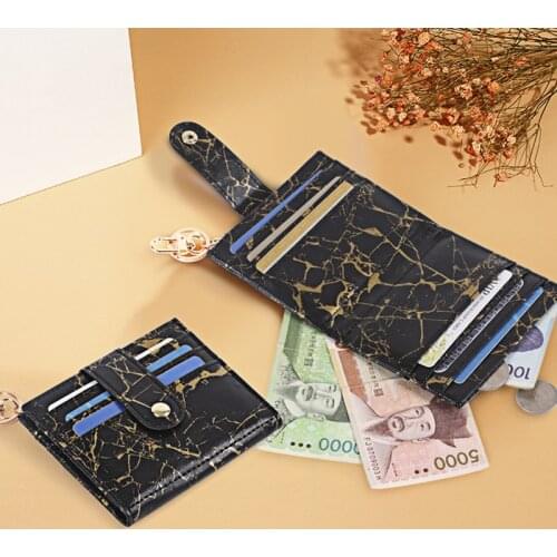 5-Colour Women Mini Credit Card Holders PU Leather Marble Pattern Short Cion Purse Female Ladies Fashion Ultra-Thin Wallets