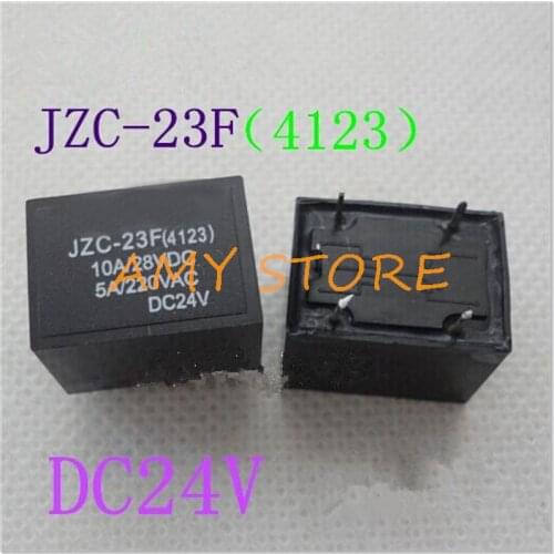 10pcs JZC-23F(4123) 5 Pins SPDT PCB Power Relay 24VDC Coil 10A/28VDC 5A/220VAC