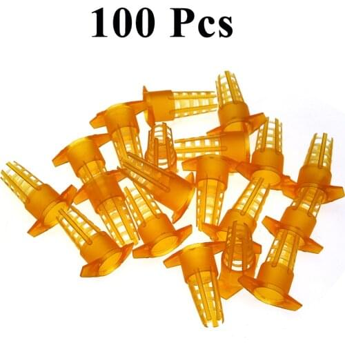 100PCS Bee Queen Cages Protective Cover Larva Rearing Plastic Honeycomb Cages Cell Protection Cap Beekeeping Breeding Supplies