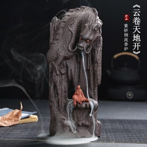 2021 Buddhism high grade decorative ART exorcise evil spirits GOOD LUCK Dragon Ceramic Sculpture Incense FENG SHUI Statue