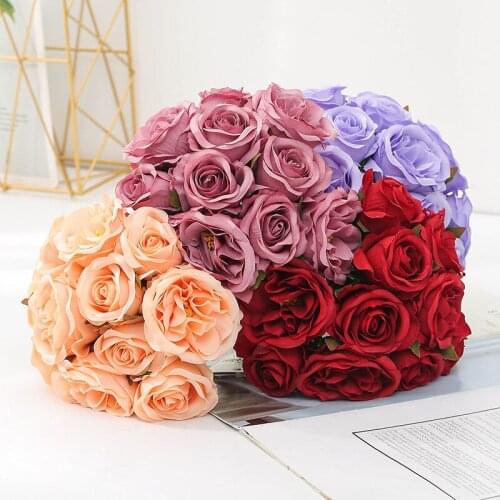 7Head Nordic INS Artificial Flower Rose Wedding Hand Bouquet Artificial Flower Fake Flower Wedding Set Home Decoration