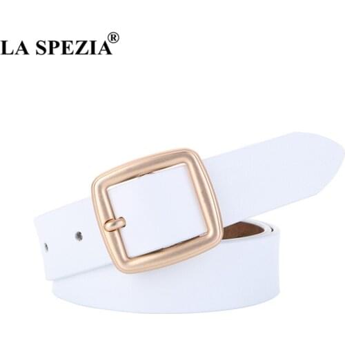 White Women Belt Genuine Leather White Waist Belt Pin Buckle Cowskin Women Leather Belt for Trousers Accessories 105cm 110cm