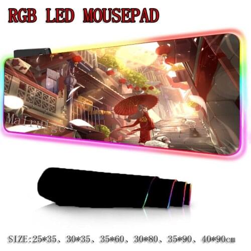 Mairuige Anime Miss Japan Wind Sister Large Game RGB Mouse Pad LED Lighting MausePad Rubber Base Computer Keyboard Mat for Csgo
