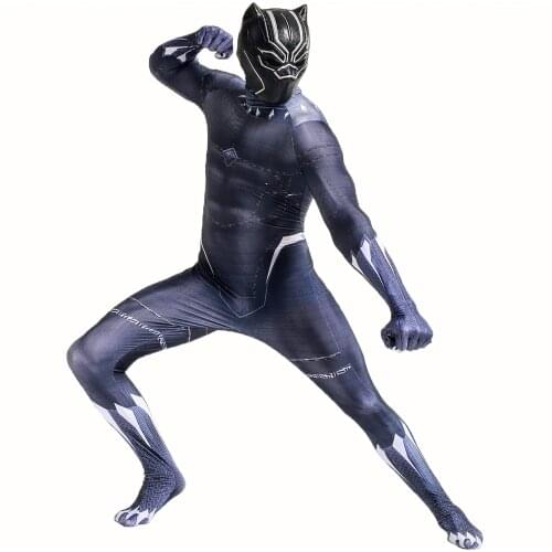 Black Panther Costume Cosplay 3D Print Lycra Spandex Homecoming Costume Halloween Jumpsuits Bodysuit for Adult/kids Panther