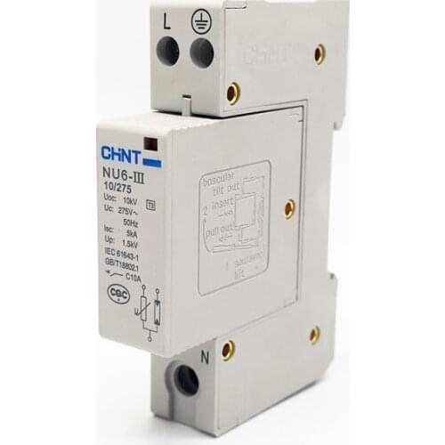 CHINT NU6-III 1P+N Surge Arrester 10KV 275V Low Voltage Surge Arrester