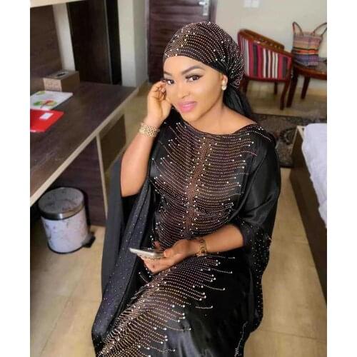 Tilapia beading long gowns full rhinestone batwing gorgerous riche style loose silk straight dress with headtie