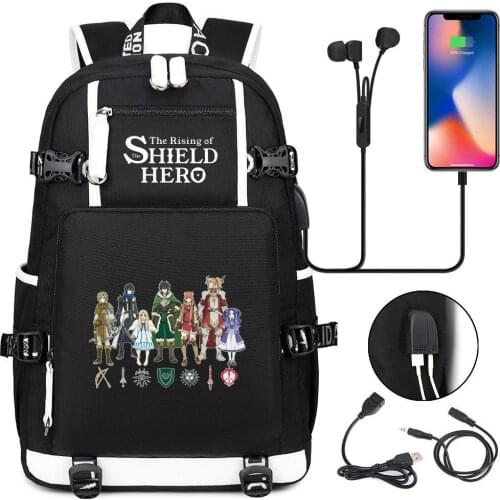 Anime The Rising Of The Shield Hero Backpack Laptop Travel Bag Bookbags for Students Adult Shoulder Bags