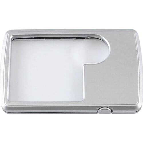Silver Tone Shell LED Illuminated Magnifying Glass Pocket Magnifier 3X 6X