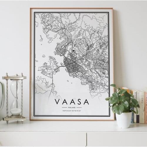 VAASA city map Nordic Living Room Decoration Canvas Poster Modern Home Decor Art Print Painting