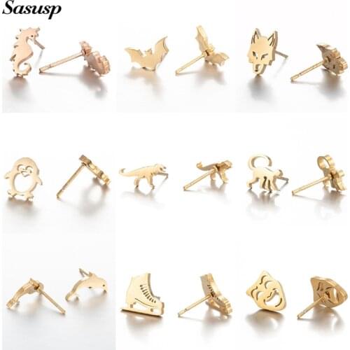 Lovely Small Dinosaur Earrings for Girl Cute Australia Kangaroo Penguin Bat Earring Women Animal Earings Jewelry Pendientes