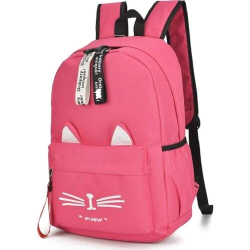 Cute Cartoon Cat Ears Backpack Girl Schoolbag for Teenage Women Back Pack Nylon School Backpack Famale Teen Bagpack Mochila