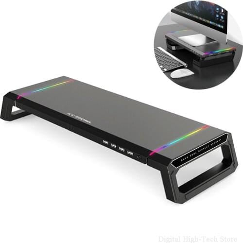 Multi-Function Base Holder Desktop Monitor Stand Computer Screen Riser 4 ports USB 2.0 Charging Laptop Stand LaptopBase Office