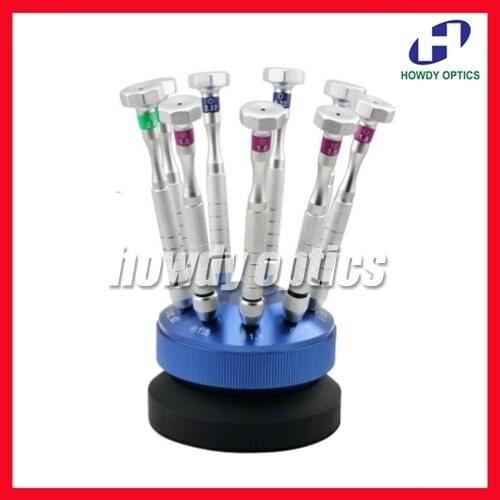9pcs screwdriver glasses screw driver spectacle professional screwdriver set with swivel stand easy to use Free Shipping