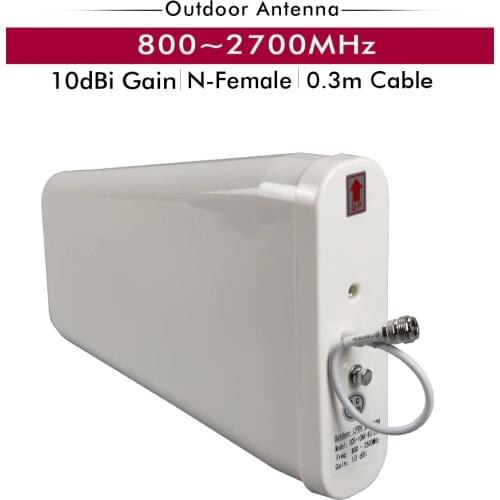 800~2700MHz 2G 3G 4G Outdoor Directional N-Female 10dBi Outside LPDA Antenna for Mobile Phone Signal Booster Repeater