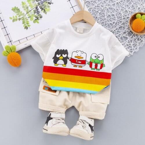 Summer New Clothing for Boys Cartoon Print Childrens Clothing T-Shirt + Shorts 2 Pcs Clothing Sets Casual Family Clothing Sets