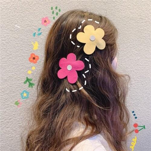 Koreas New Ins Girls Simple Big Flower Childrens Hair Clip Side Clip Bb Clip Cute Colorful Sweet Hair Clips