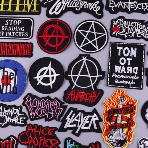 ROCK PUNK BAND Patch MUSIC Patches Iron on Stickers For Clothing Badges Stripes Embroidered Letter Applique Clothes Stickers
