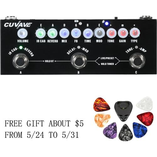Cuvave Rechargeable Multi Effects Pedal Delay Chorus Phaser Reverb Effect Pedal Guitar Accessories Cube BABY Guitar Pedal