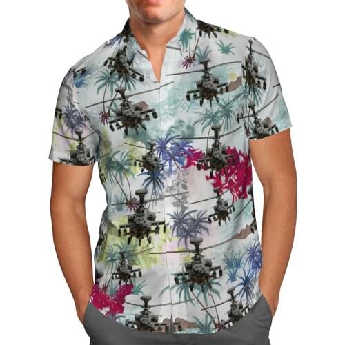 Helicopter 3D Beach Breathable Hawaii Summer 2021 Shirt Short Sleeve Shirt Streetwear Oversized Chemise Hombre Blusa Masculina-0