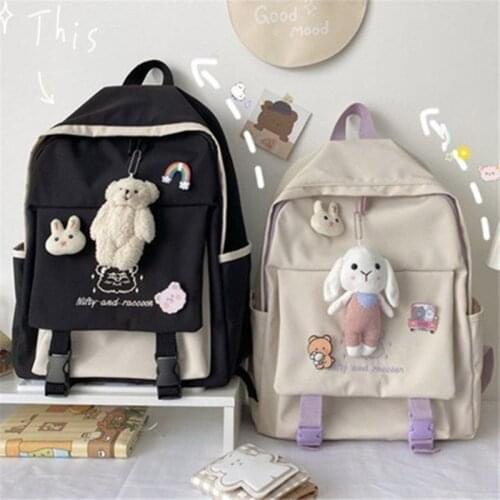Trendy Women Cute Backpack Nylon Female Harajuku School Bag College Book Lady Backpack Anti-theft Fashion Girl Bag Student 2021