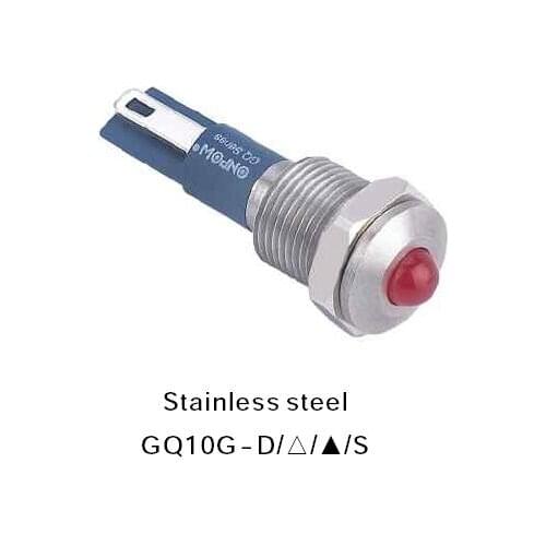 ONPOW 10mm Domed Dot illuminated Stainless steel Signal lamp, indicator lamp, indicator light (GQ10G-D/R/6V/S) CE,RoHS