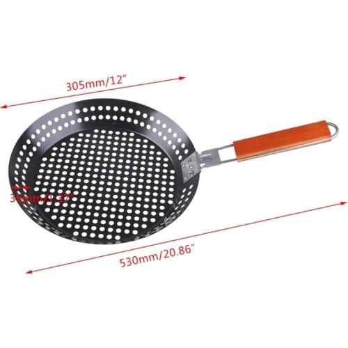 Outdoor Picnic BBQ Heat Resistant Steak Grilled Camping Foldable Round Frying Pan
