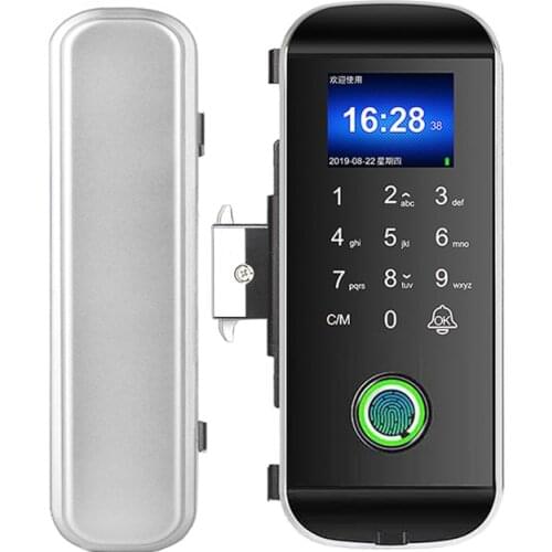 Glass Door Fingerprint Lock Office Password Lock Free Hole Double Door Remote Control Attendance Access Control Smart Door Lock