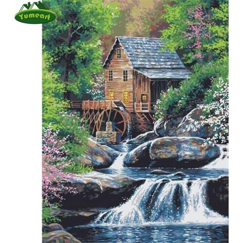 Needlework Crafts Spring Falls Scenery"5d DIY Diamond Painting Full Square Drill Diamond Embroidery Kitchen Room Home Wall Decor