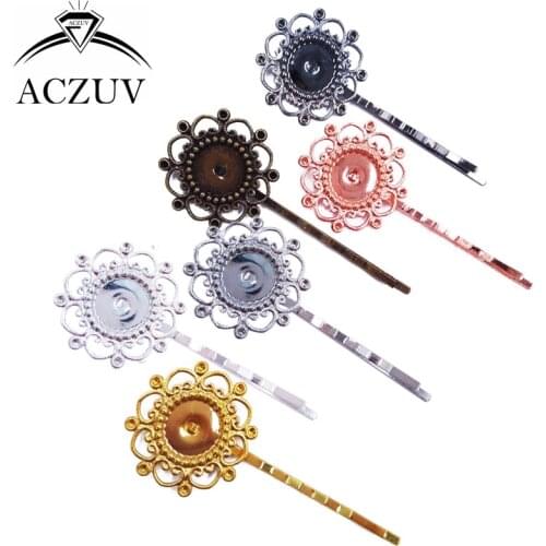 200piece 12mm Cabochon Setting Hair Clips Base Hair Bobby Pins Bezel Blank Hairpin Findings Hair Jewelry Accessories FJT008