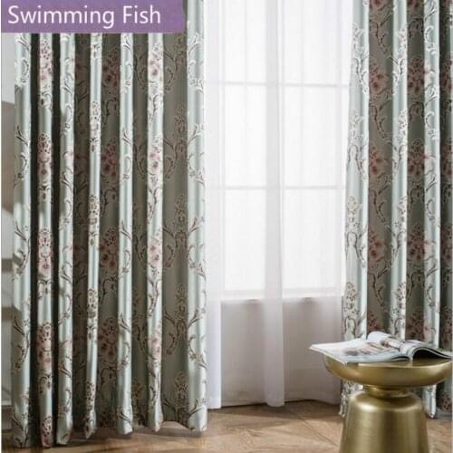 High Density Jacquard Blackout Fabric Curtain Drape Home Deco Window Door Curtain Living Room Bedroom Blind Treatment