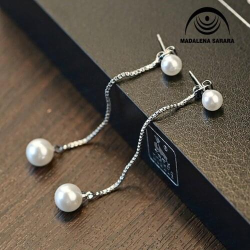 MADALENA SARARA 8-12mm Freshwater Pearl White Pearl Earrings S925 Earrings Stud Earrings Luxury Elegant Jewelry