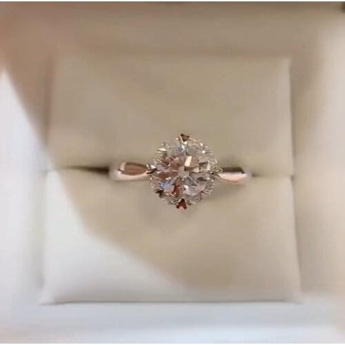 Crackling moissanite ring for women jewelry engagement ring for wedding 925 sterling silver 1 ct gemstone ring birthday gift