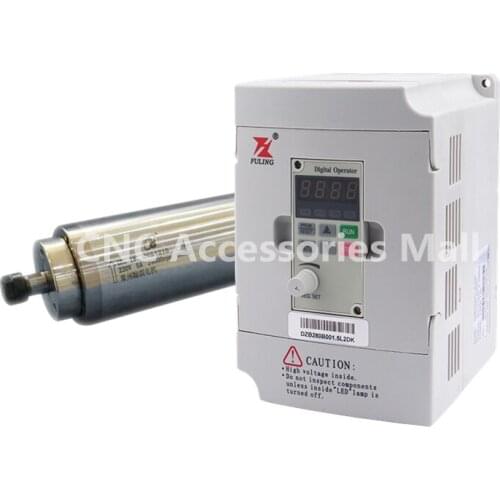 1.5kw water cooled spindle motor ER11 collet D65mm L210mm AC220V & 1.5kw DZB280B001.5L2DK VFD inverter variable frequency driver