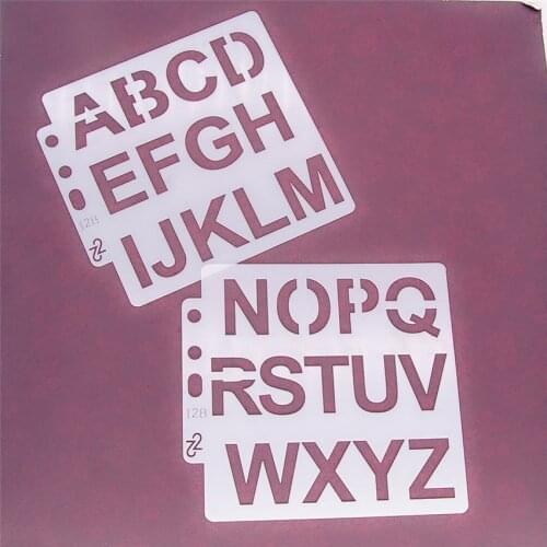2pcs Capital Letters Scrapbook Stencils Spray Plastic Mold Shield DIY Cake Hollow Embellishment Printing Lace Ruler Valentine